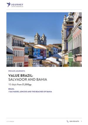 Value Brazil: Salvador and Bahia