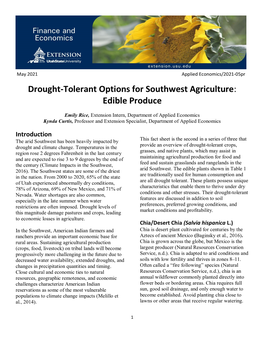 Drought-Tolerant Options for Southwest Agriculture: Edible Produce