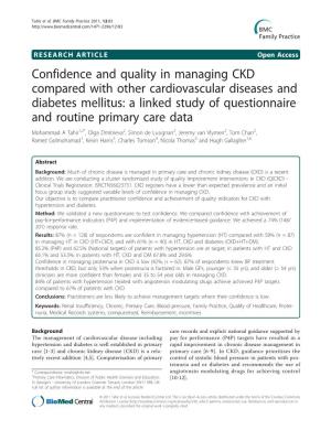 Confidence and Quality in Managing CKD Compared with Other
