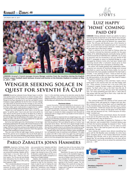 Wenger Seeking Solace in Quest for Seventh FA