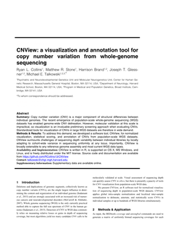 A Visualization and Annotation Tool for Copy Number Variation from Whole-Genome Sequencing Ryan L