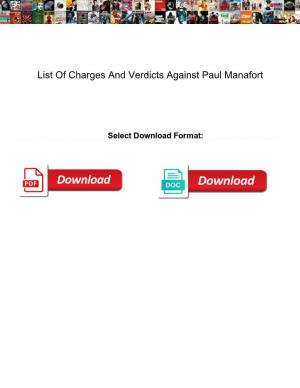 List of Charges and Verdicts Against Paul Manafort