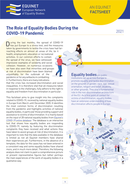The Role of Equality Bodies During the COVID-19 Pandemic 2021