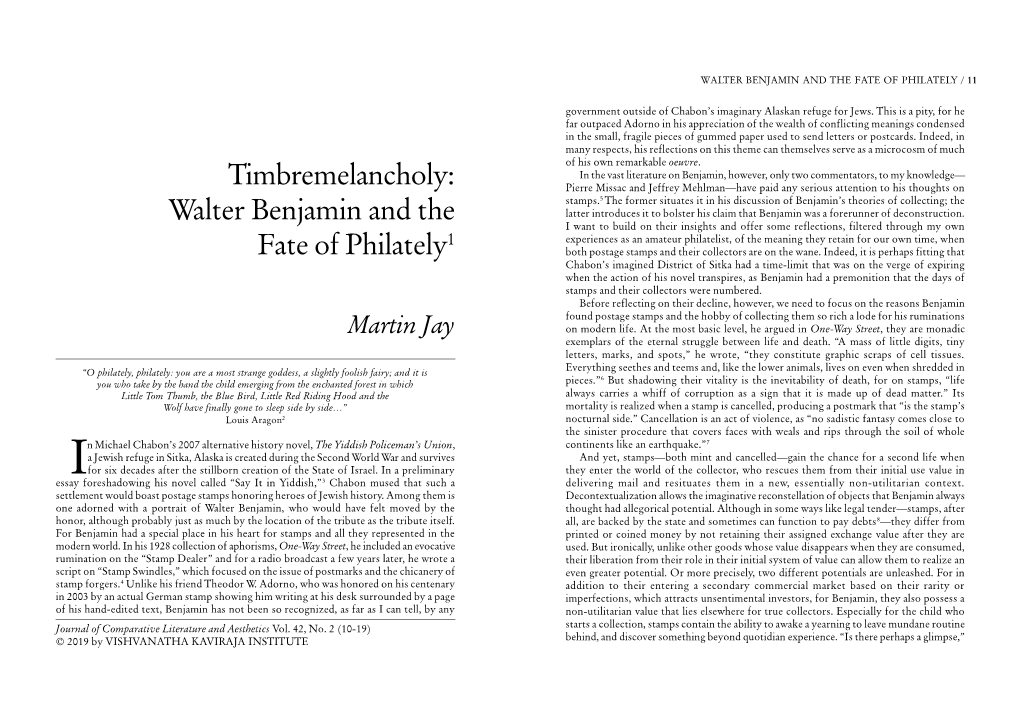 Martin Jay – Timbremelancholy: Walter Benjamin and the Fate Of