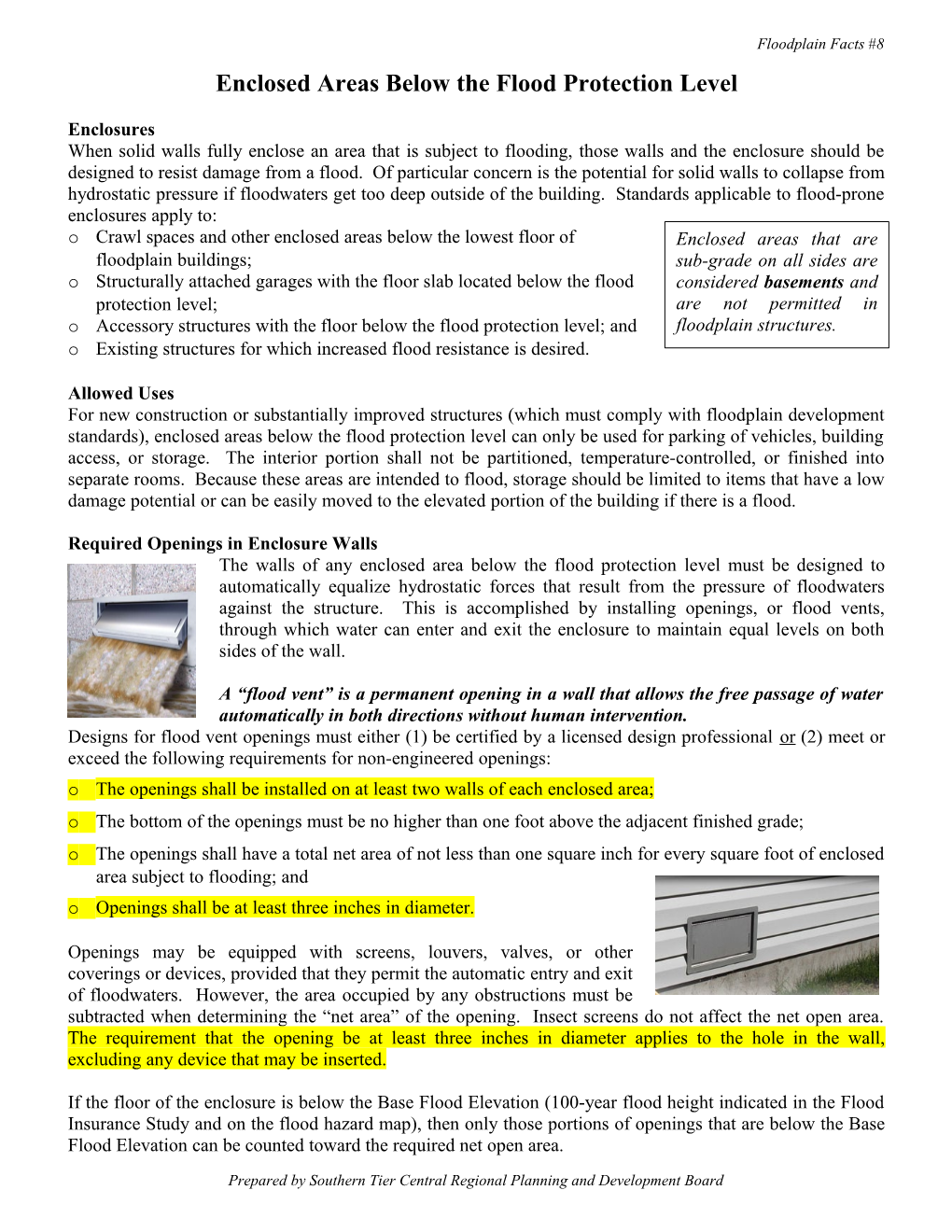 Enclosed Areas Below The Flood Protection Level