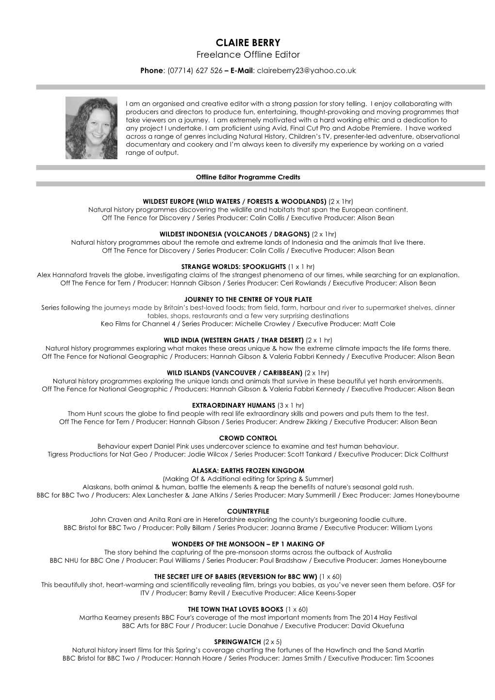 Claire Berry CV Sept 2016