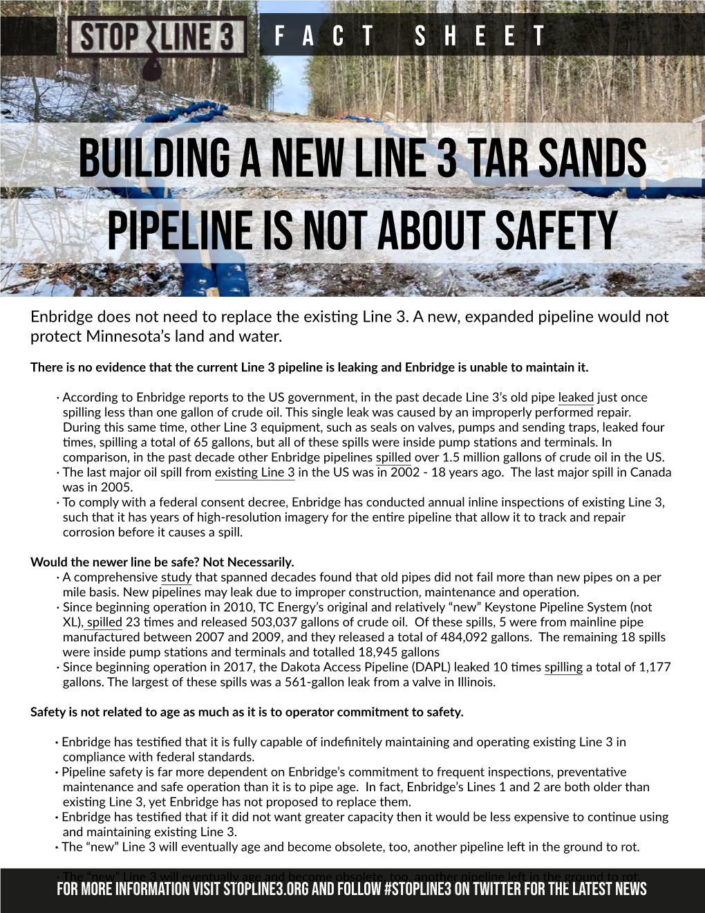 Building a New Line 3 Tar Sands Pipeline Is NOT About Safety