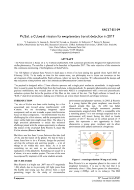 Picsat: a Cubesat Mission for Exoplanetary Transit Detection in 2017