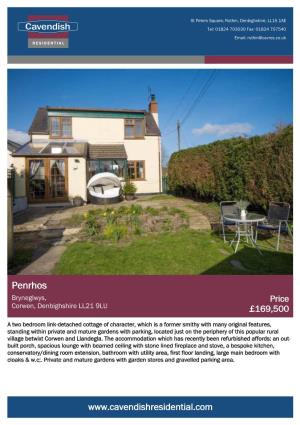 Penrhos Bryneglwys, Price Corwen, Denbighshire LL21 9LU £169,500