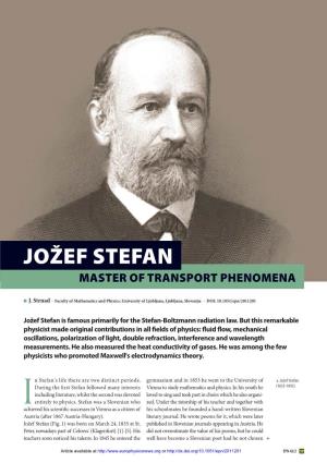 Jožef Stefan, Master of Transport Phenomena