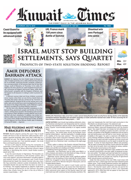 Israel Must Stop Building Settlements, Says Quartet