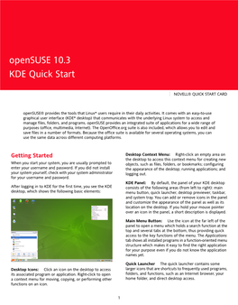 Opensuse 10.3 KDE Quick Start