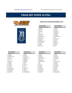 Fwaa-Nff Super 16-Poll