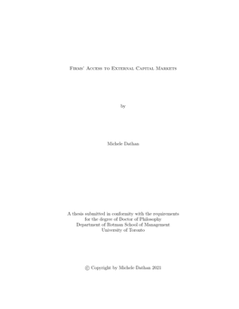 Firms' Access to External Capital Markets by Michele Dathan a Thesis