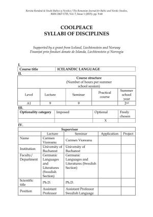 Coolpeace Syllabi of Disciplines