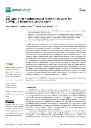 The Anti-Viral Applications of Marine Resources for COVID-19 Treatment: an Overview