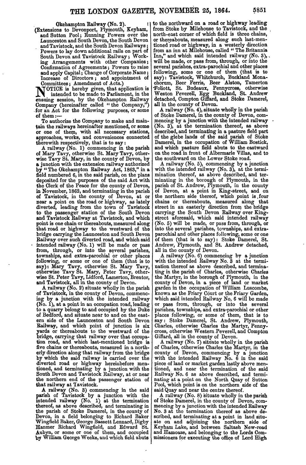 The London Gazette, November 25, 1864, 5851