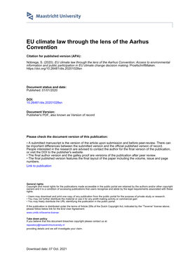 EU Climate Law Through the Lens of the Aarhus Convention