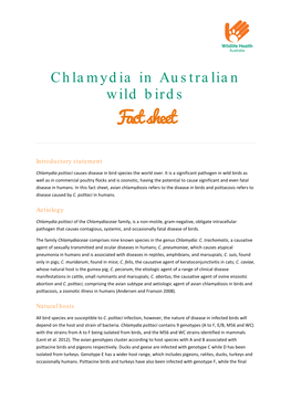 Chlamydia in Australian Wild Birds Fact Sheet