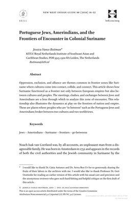 Portuguese Jews, Amerindians, and the Frontiers of Encounter in Colonial Suriname