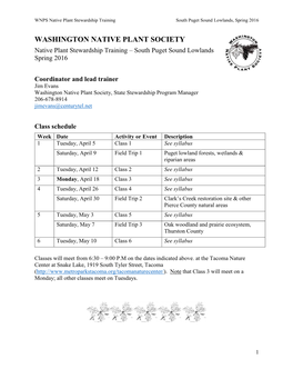 2016 South Sound Course Outline