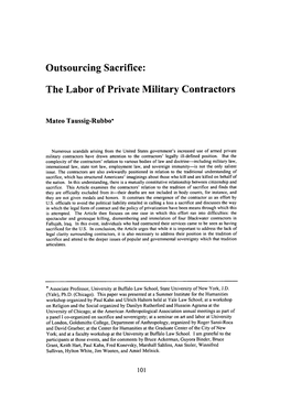 The Labor of Private Military Contractors