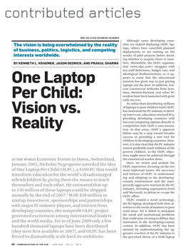 One Laptop Per Child: Vision Vs. Reality