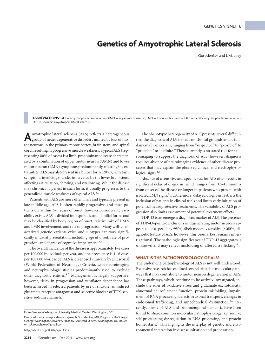 Genetics of Amyotrophic Lateral Sclerosis