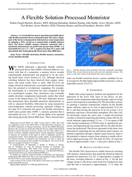 A Flexible Solution-Processed Memristor