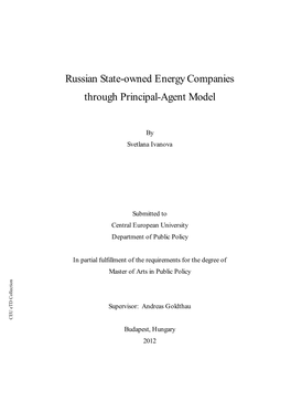 Russian State-Owned Energy Companies’ ABSTRACT I CEU Etd Collection Advice Andsupport