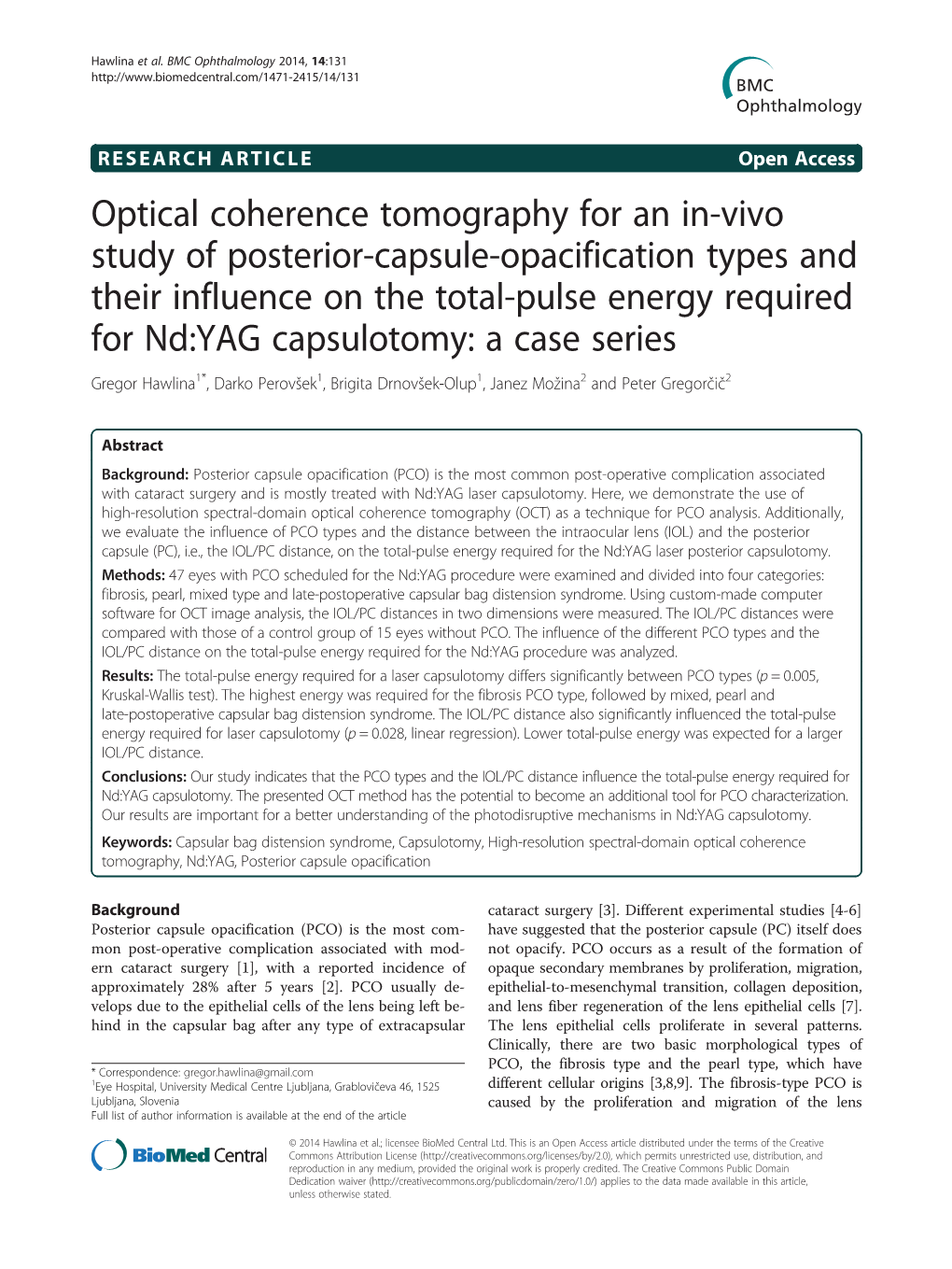 Optical Coherence Tomography for an In-Vivo Study of Posterior-Capsule