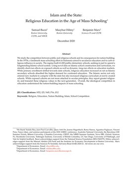 Islam and the State: Religious Education in the Age of Mass Schooling∗