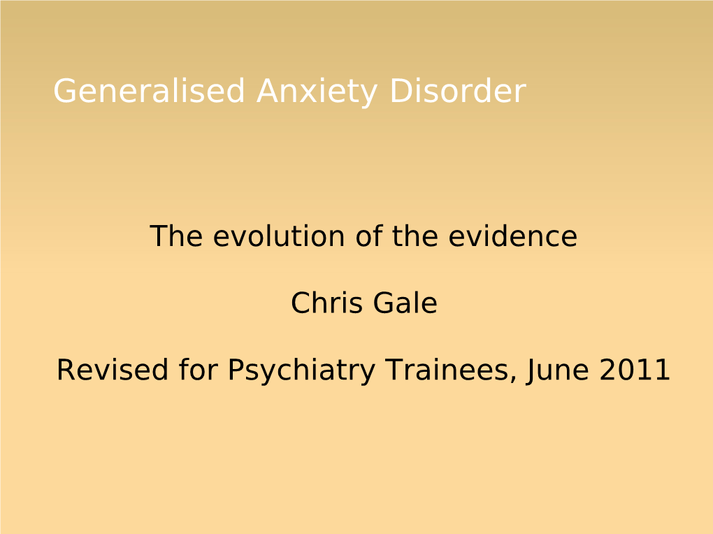 Generalised Anxiety Disorder