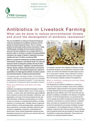 Antibiotics in Livestock Farming What Can Be Done to Reduce Environmental Threats and Avoid the Development of Antibiotic Resistance?