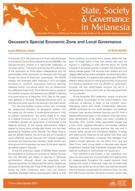 Oecusse's Special Economic Zone and Local Governance