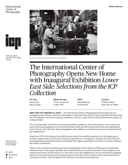 The International Center of Photography Opens New Home with Inaugural Exhibition Lower East Side: Selections from the ICP Collection