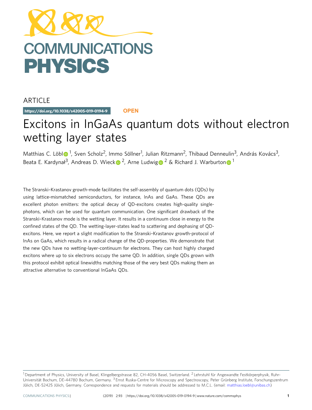 Excitons in Ingaas Quantum Dots Without Electron Wetting Layer States
