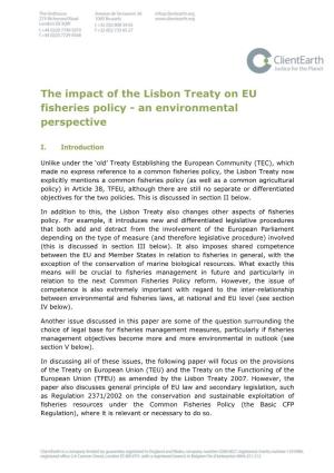 The Impact of the Lisbon Treaty on EU Fisheries Policy - an Environmental Perspective