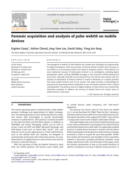 Forensic Acquisition and Analysis of Palm Webos on Mobile Devices