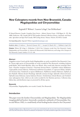 Megalopodidae and Chrysomelidae 321 Doi: 10.3897/Zookeys.179.2625 Research Article Launched to Accelerate Biodiversity Research