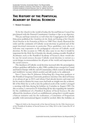 The History of the Pontifical Academy of Social Sciences*
