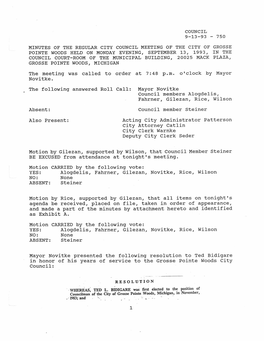 City Council Minutes; September 13, 1993