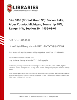Site 6096 (Boreal Stand 96): Sucker Lake, Alger County, Michigan, Township 48N, Range 14W, Section 30