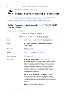 Habib V Commonwealth of Australia [2010] FCAFC 12 (25 February 2010)