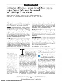 Evaluation of Normal Human Foveal Development Using Optical Coherence Tomography and Histologic Examination