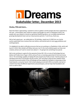 Stakeholder Letter, December 2013