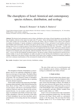 The Charophytes of Israel: Historical and Contemporary Species Richness, Distribution, and Ecology