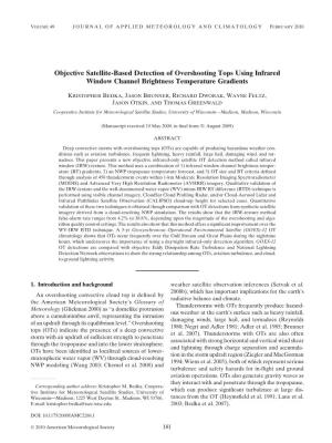 Objective Satellite-Based Detection of Overshooting Tops Using Infrared Window Channel Brightness Temperature Gradients
