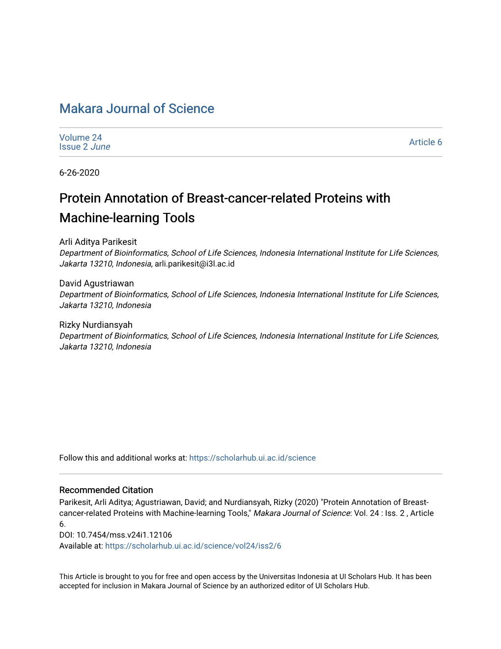 Protein Annotation of Breast-Cancer-Related Proteins with Machine-Learning Tools