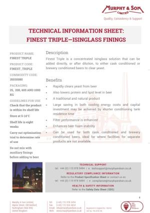 Finest Triple—Isinglass Finings